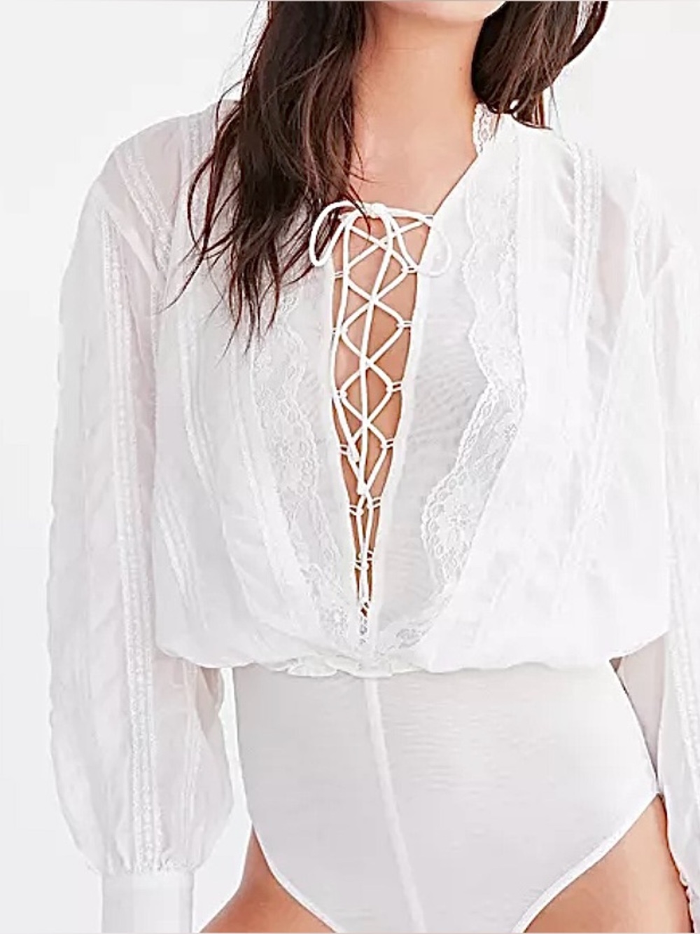 EXC • Out From Under Olivia White Blouse Bodysuit •